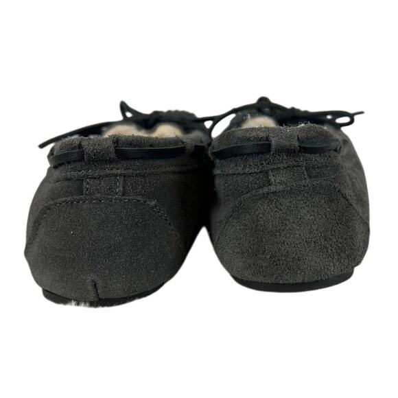Minnetonka Leather Cally Moccasins Dark Gray Suede Plush Pile Lining Size 7 - Picture 3 of 6